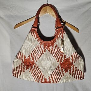 Cole Haan Woven Handbag in Red and Cream